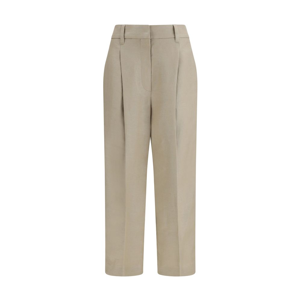 Brunello Cucinelli Beige Linen Casual Pants