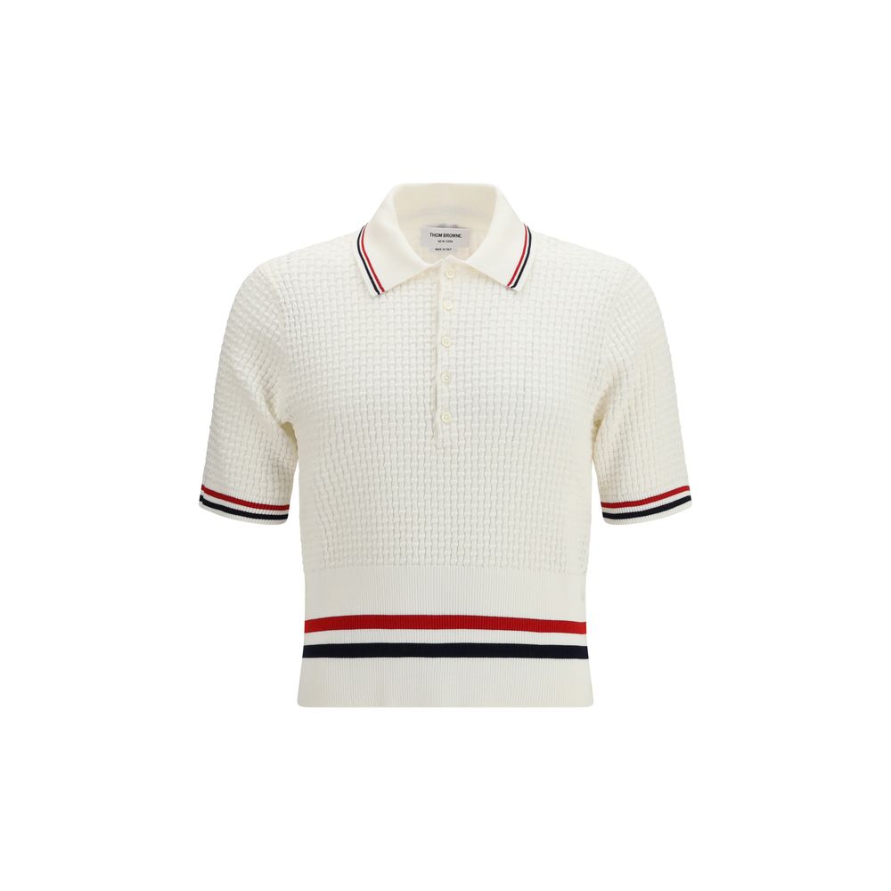 Thom Browne White Cotton Polo Shirt