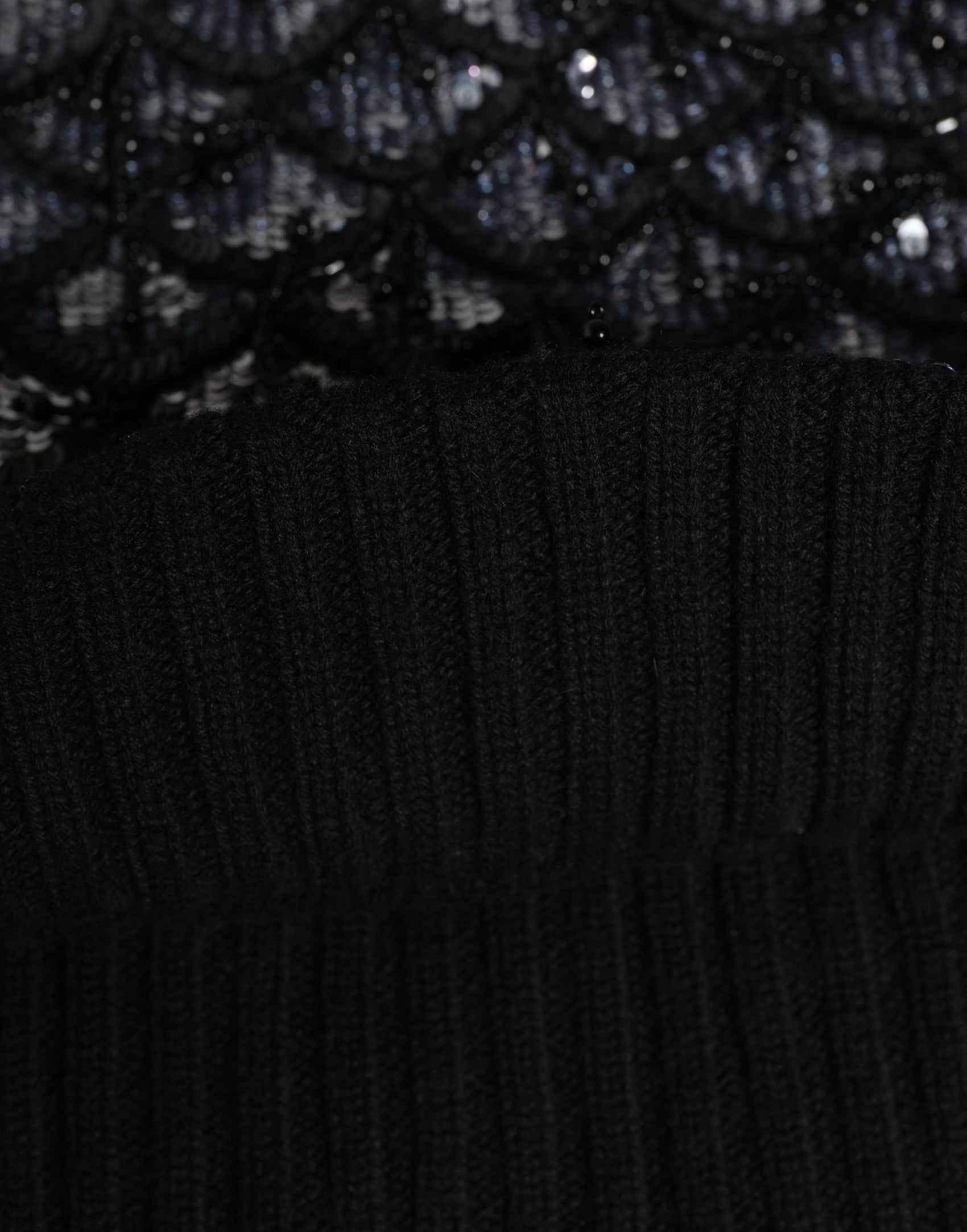 Dolce & Gabbana Black Wool Crystal Embellished Balaclava Hat