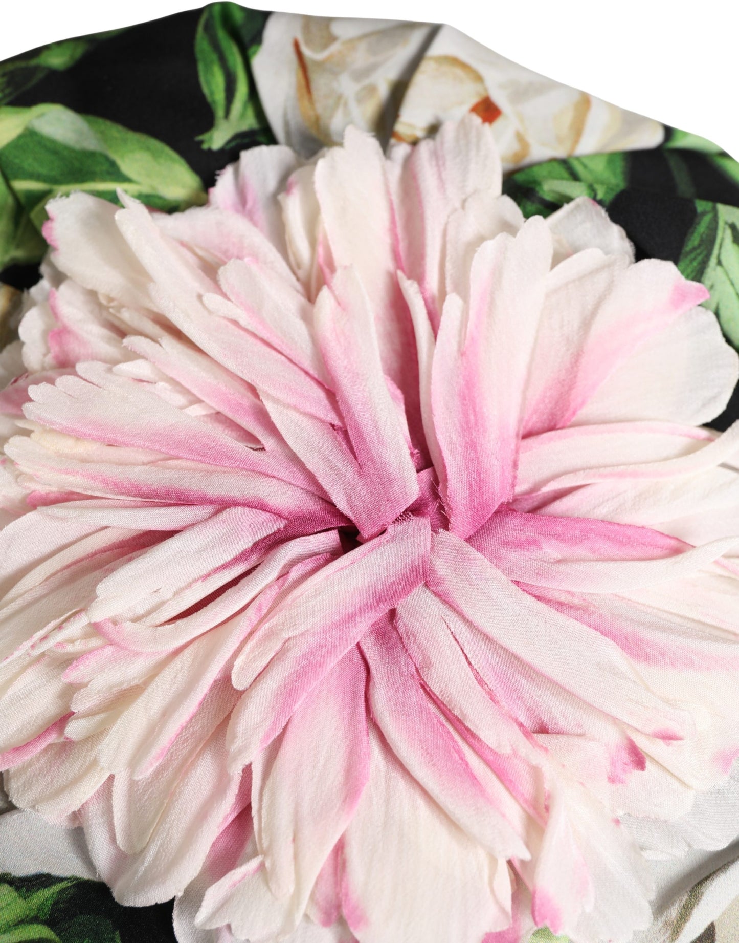 Dolce & Gabbana Black Floral Motif Turban Headwear Women Hat