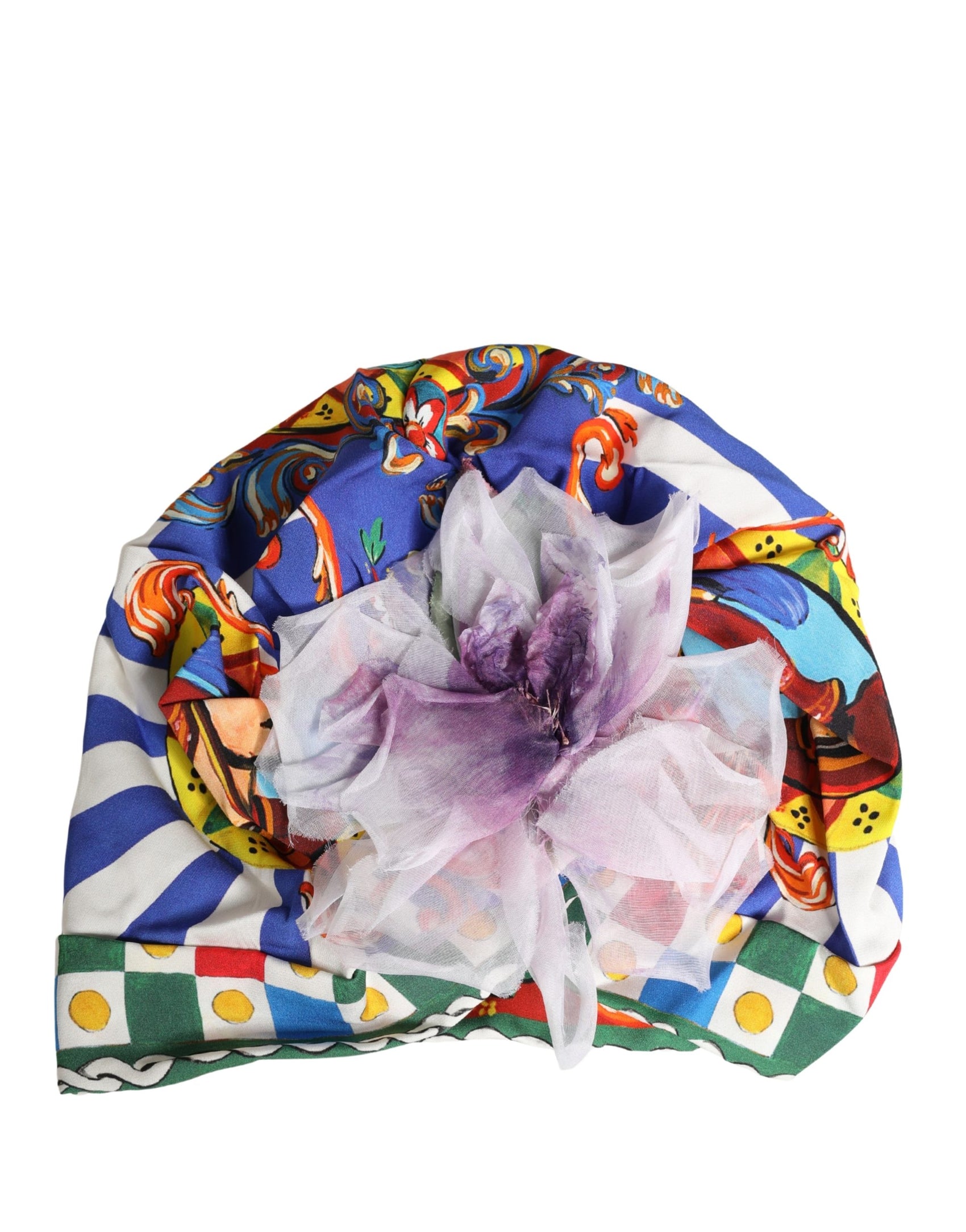 Dolce & Gabbana Multicolor Carretto Motif Turban Headwear Hat