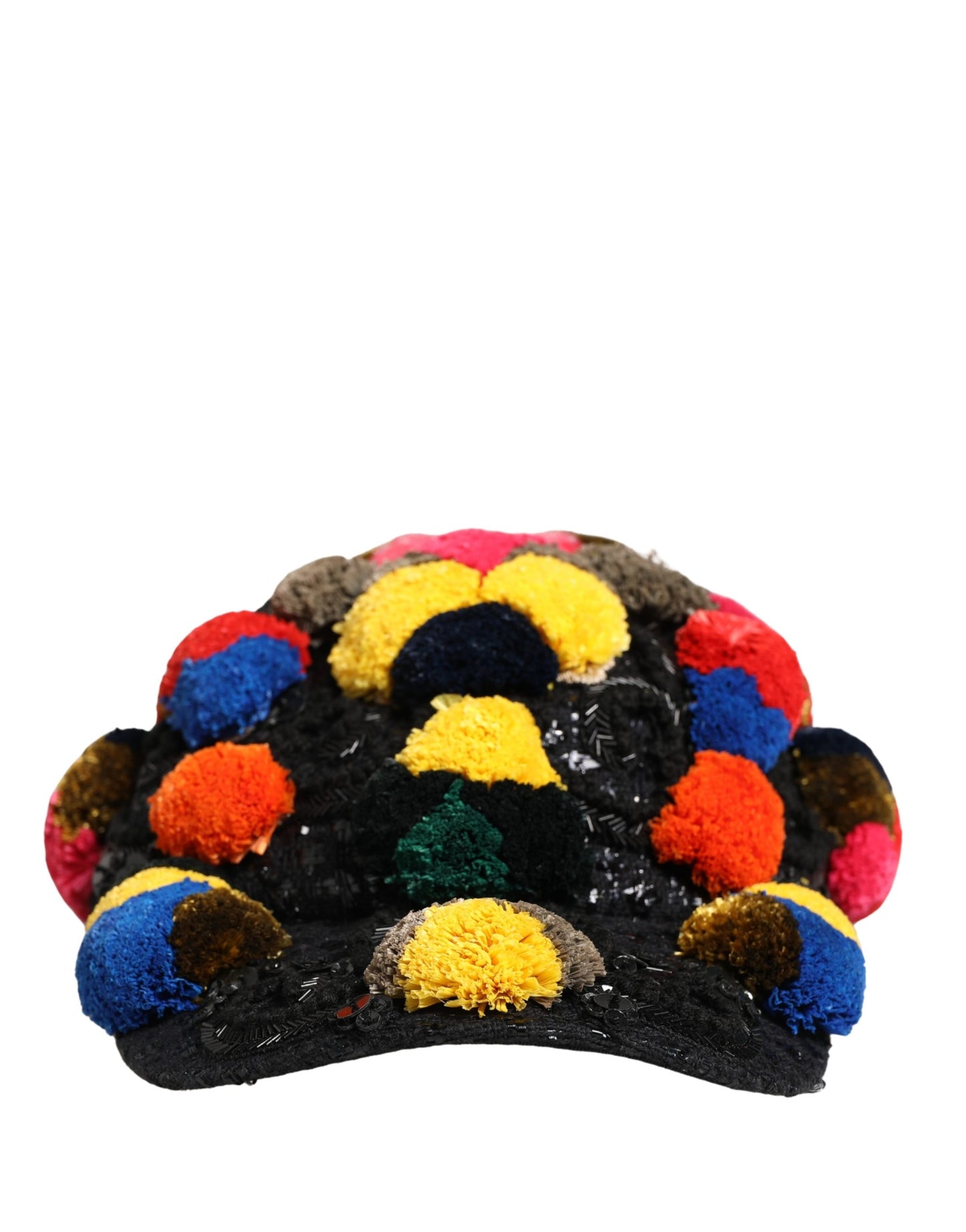 Dolce & Gabbana Multicolor Pom Poms Sequin Embellishment Hat