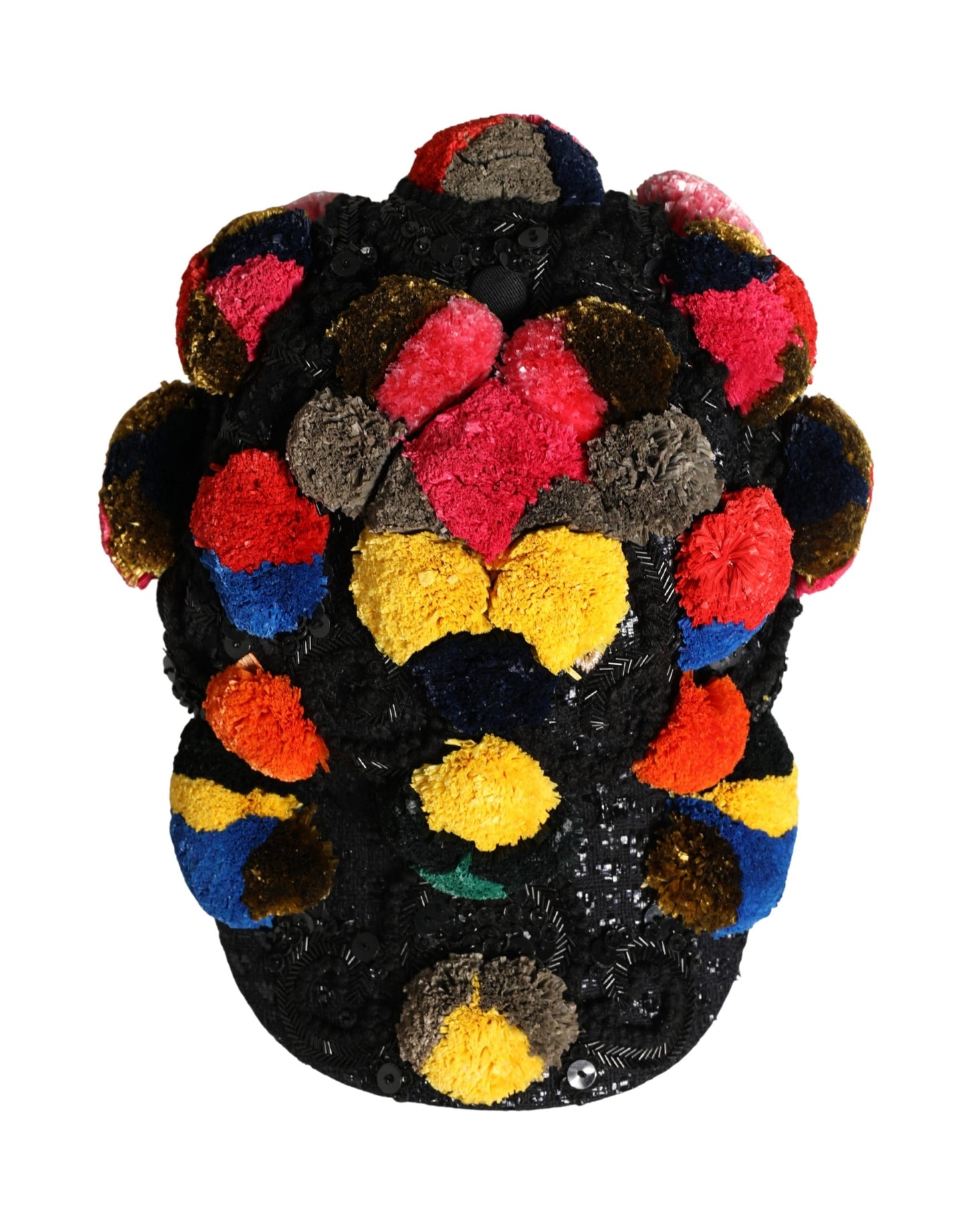 Dolce & Gabbana Multicolor Pom Poms Sequin Embellishment Hat