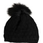 Dolce & Gabbana Black Acrylic Knitted Fur Winter Beanie