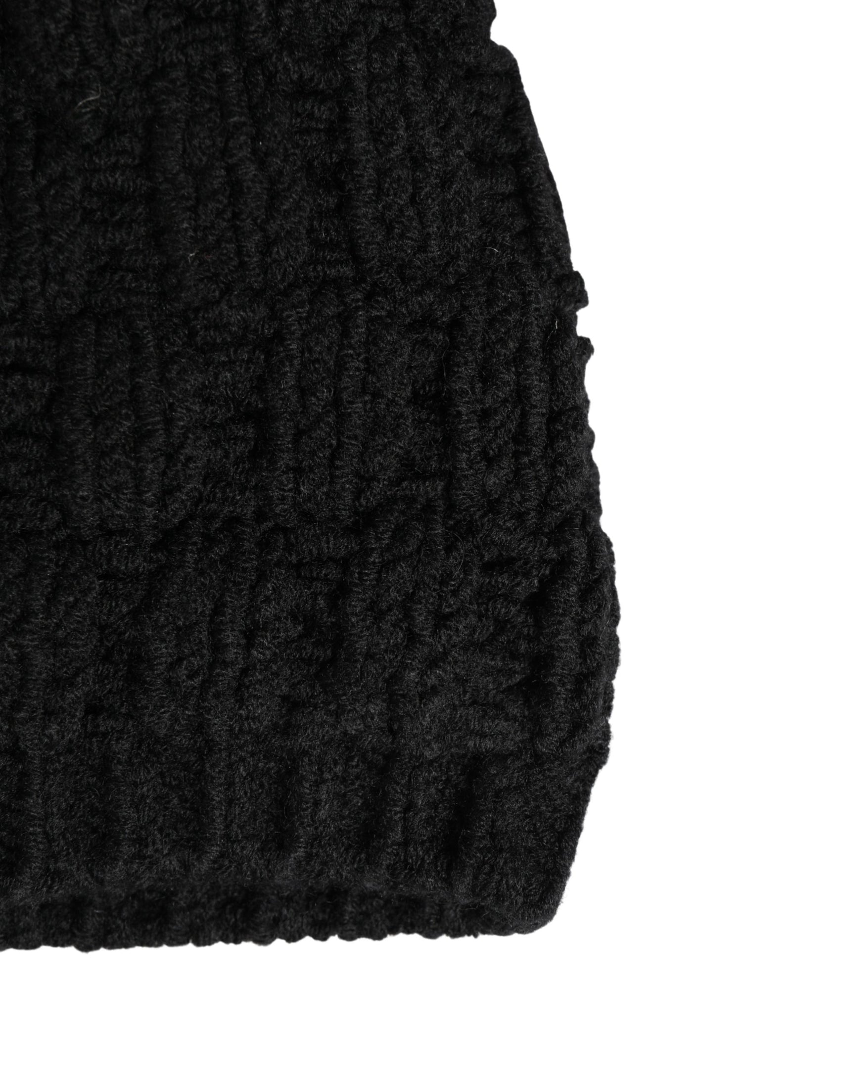 Dolce & Gabbana Black Acrylic Knitted Fur Winter Beanie