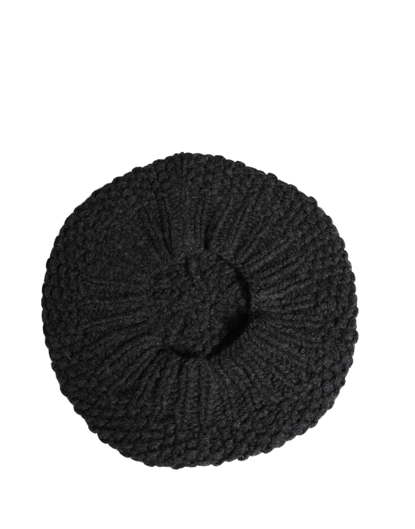 Dolce & Gabbana Black Virgin Wool Knitted Winter Beret Hat