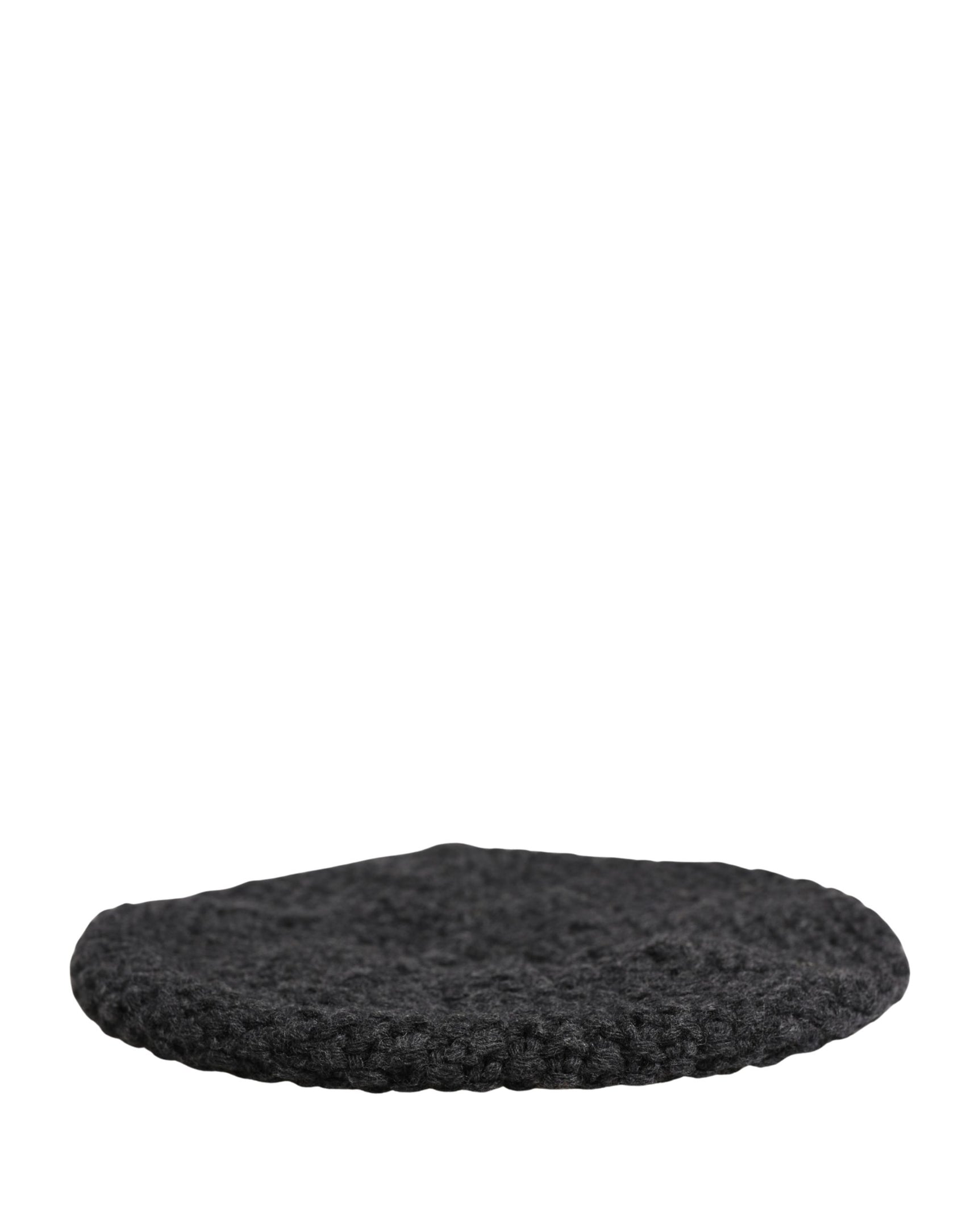 Dolce & Gabbana Black Virgin Wool Knitted Winter Beret Hat