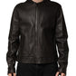 Dolce & Gabbana Black LambskinLeather Full Zip Biker Jacket