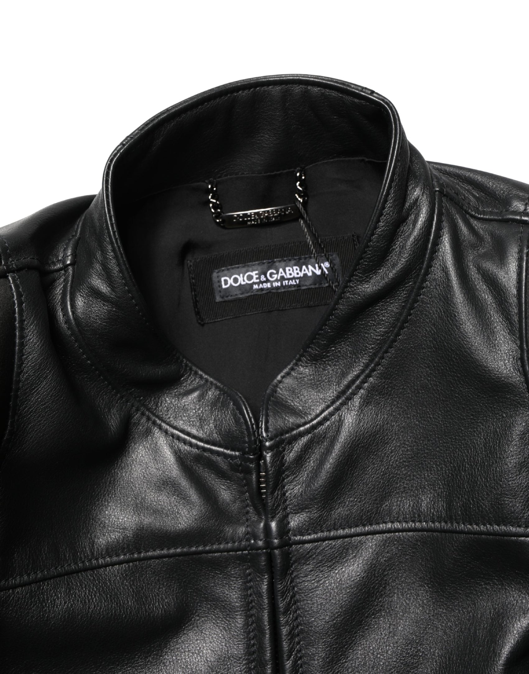 Dolce & Gabbana Black Nylon Full Zip Men Biker Coat Jacket