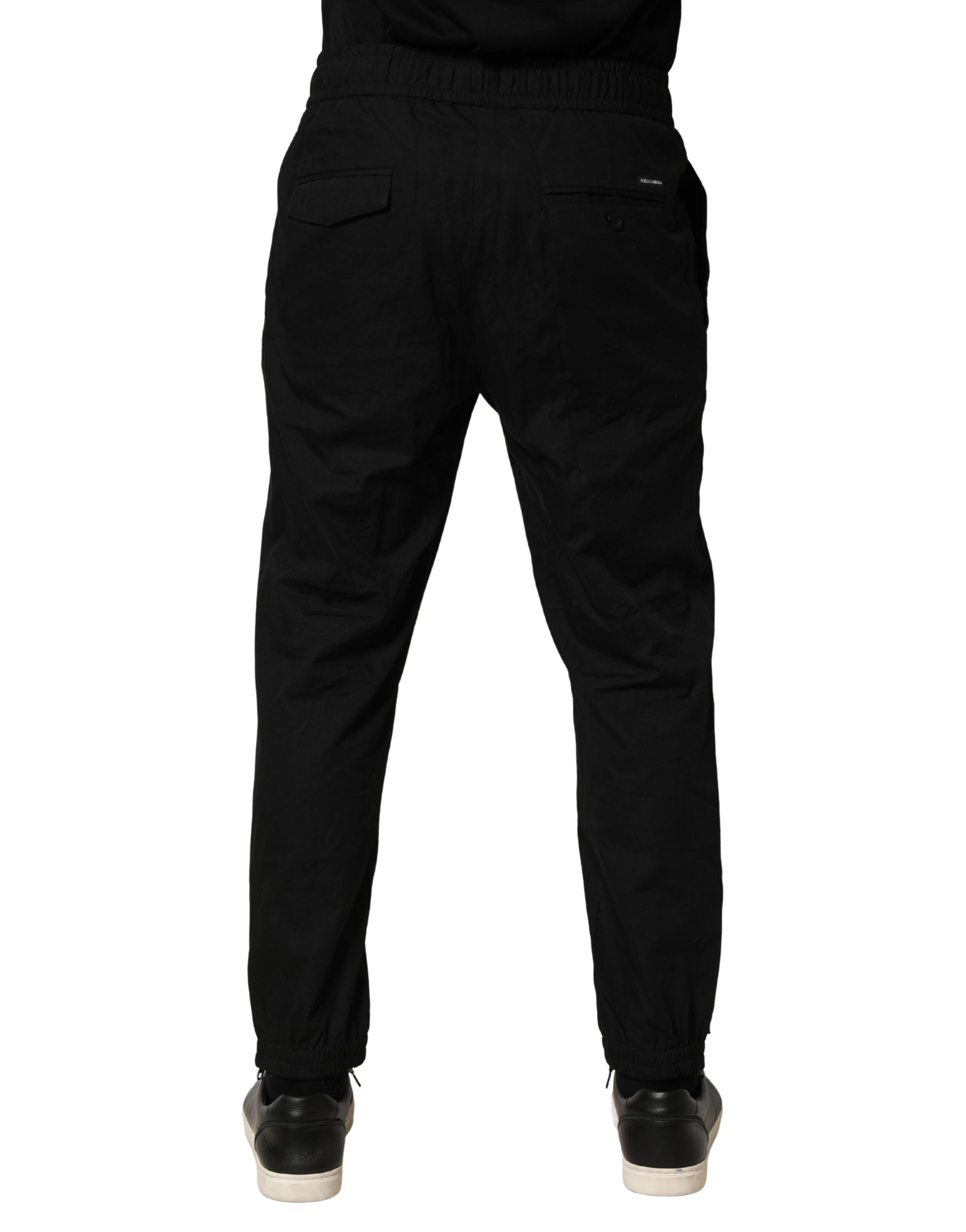 Dolce & Gabbana Black Cotton Skinny Men Jogger Trouser Pants