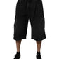 Dolce & Gabbana Black Mid Waist Denim Cargo Bermuda  Shorts