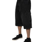 Dolce & Gabbana Black Mid Waist Denim Cargo Bermuda  Shorts
