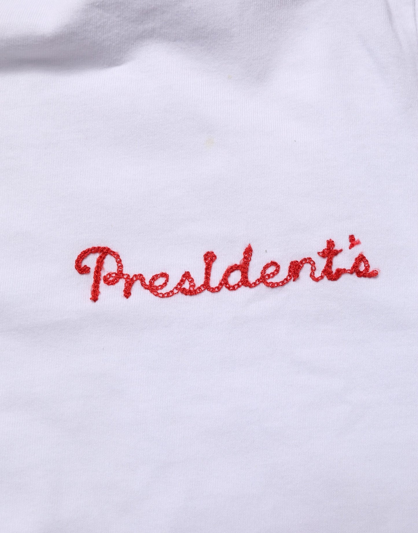 President's White Logo Embroidery Cotton Men Crew Neck T-shirt