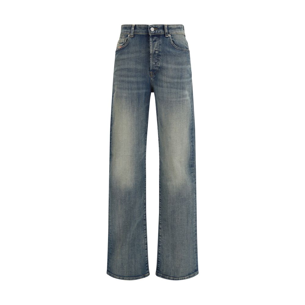 Diesel Blue Cotton Straight-Leg Jeans