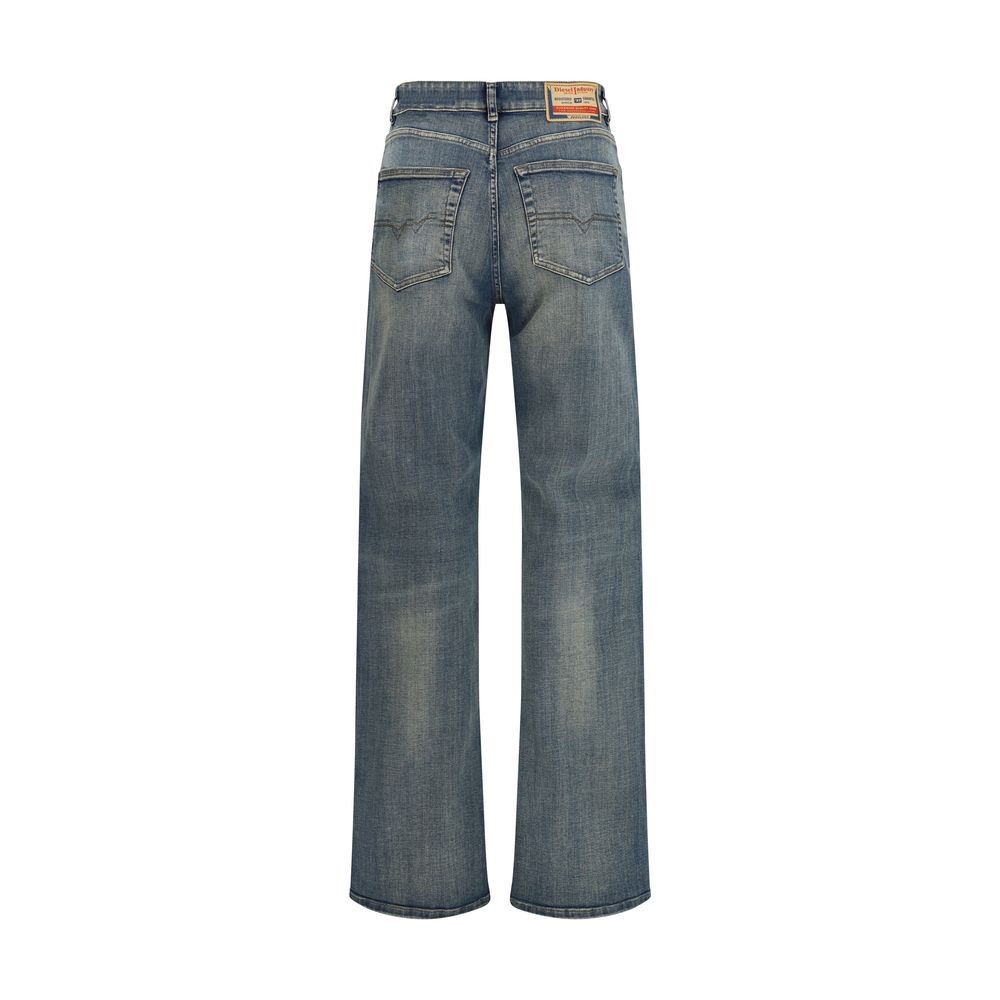 Diesel Blue Cotton Straight-Leg Jeans