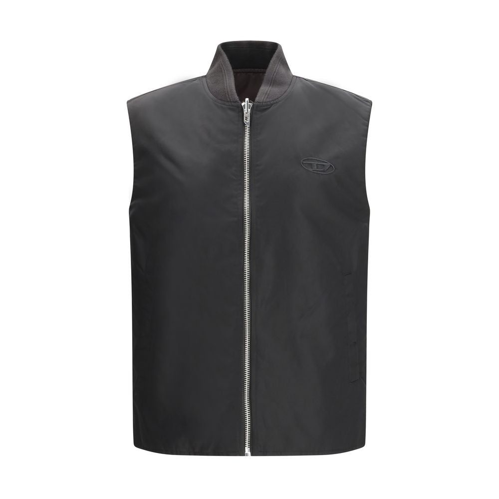 Diesel Brown Polyamide Sleveless Jacket