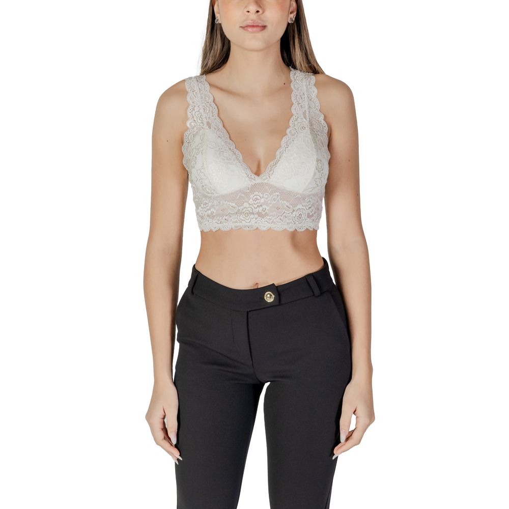 Only White Polyester Bra