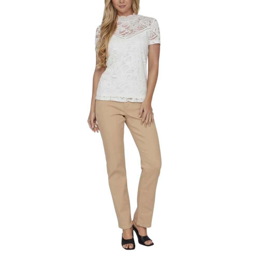 Vila Clothes Cream Polyamide T-Shirt