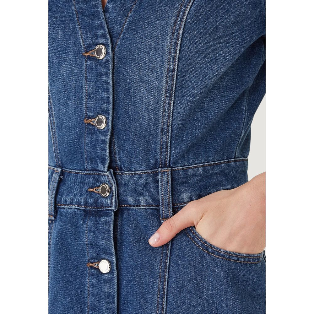 Morgan De Toi Blue Cotton Midi Dress