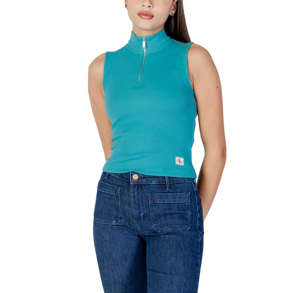 Calvin Klein Jeans Turquoise Cotton Top