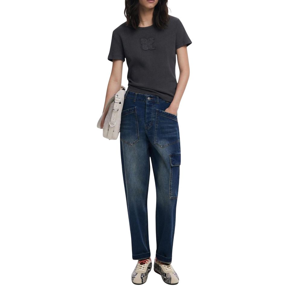 Desigual Blue Cotton Boyfriend Jeans