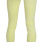 Chic Yellow Low Waist Skinny Casual Trousers