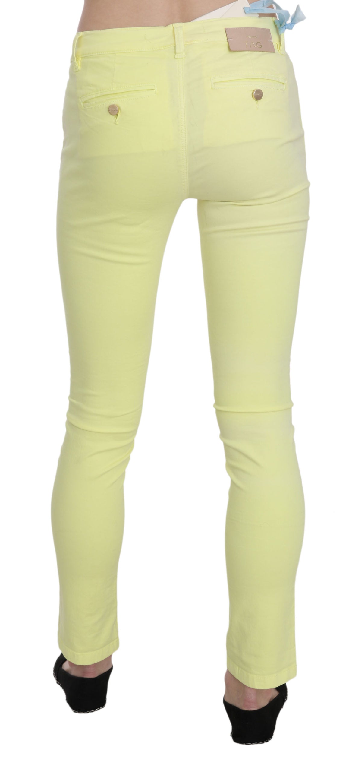 Pantaloni casual skinny a vita bassa gialli chic