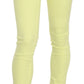 Chic Yellow Low Waist Skinny Casual Trousers