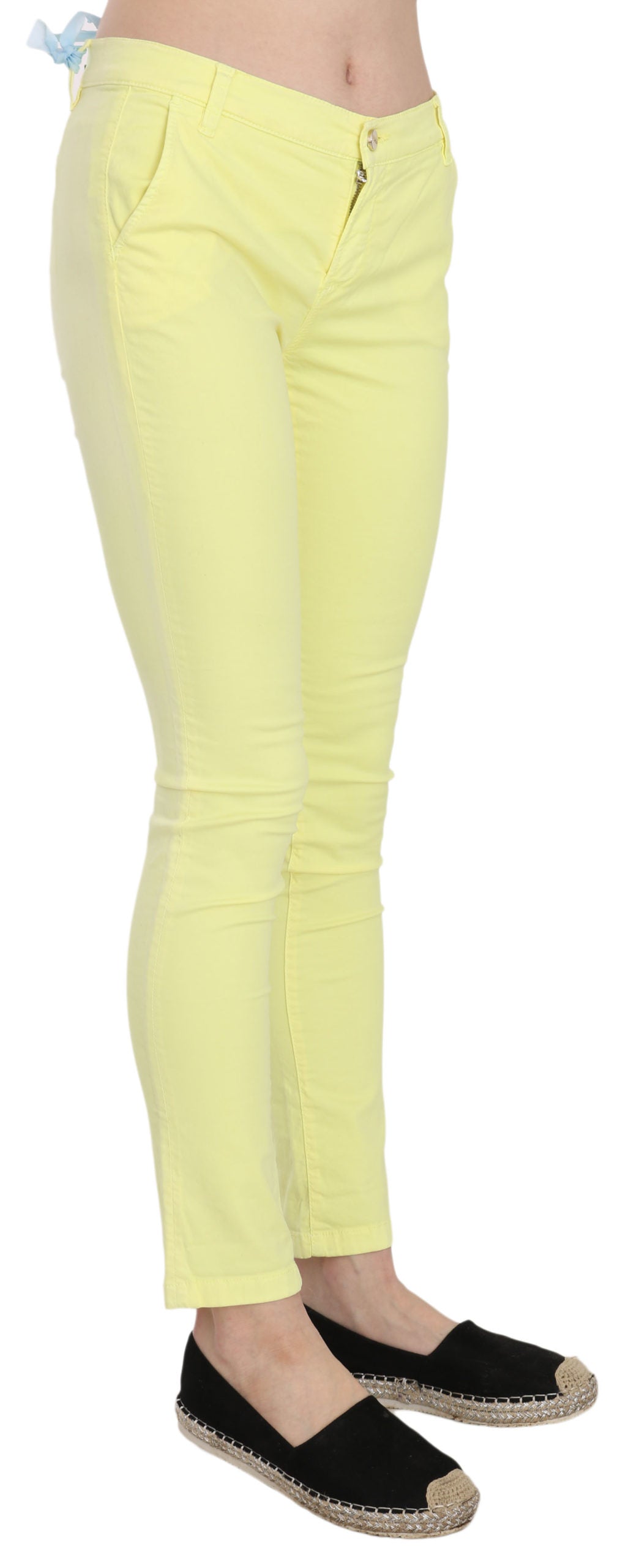 Pantaloni casual skinny a vita bassa gialli chic