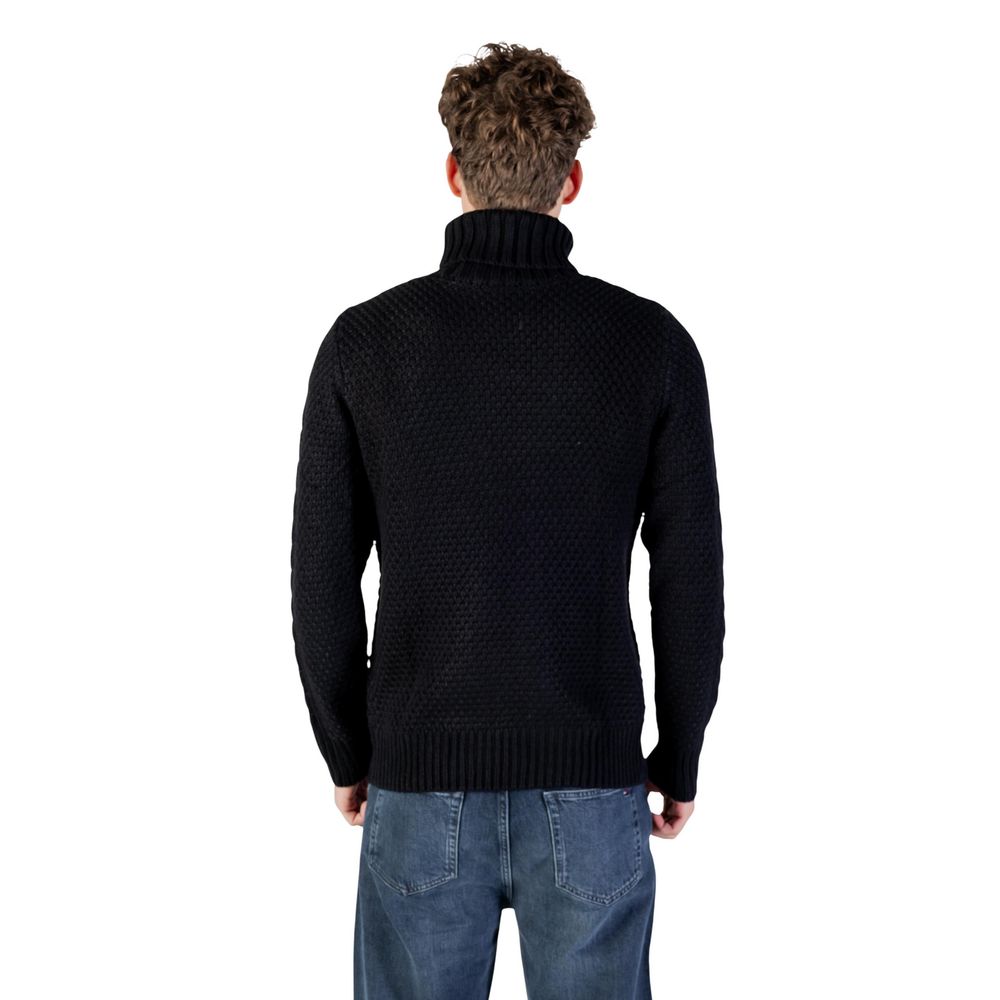 Gianni Lupo Black Marabou Turtleneck
