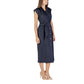 ICHI Blue Polyester Long Dress
