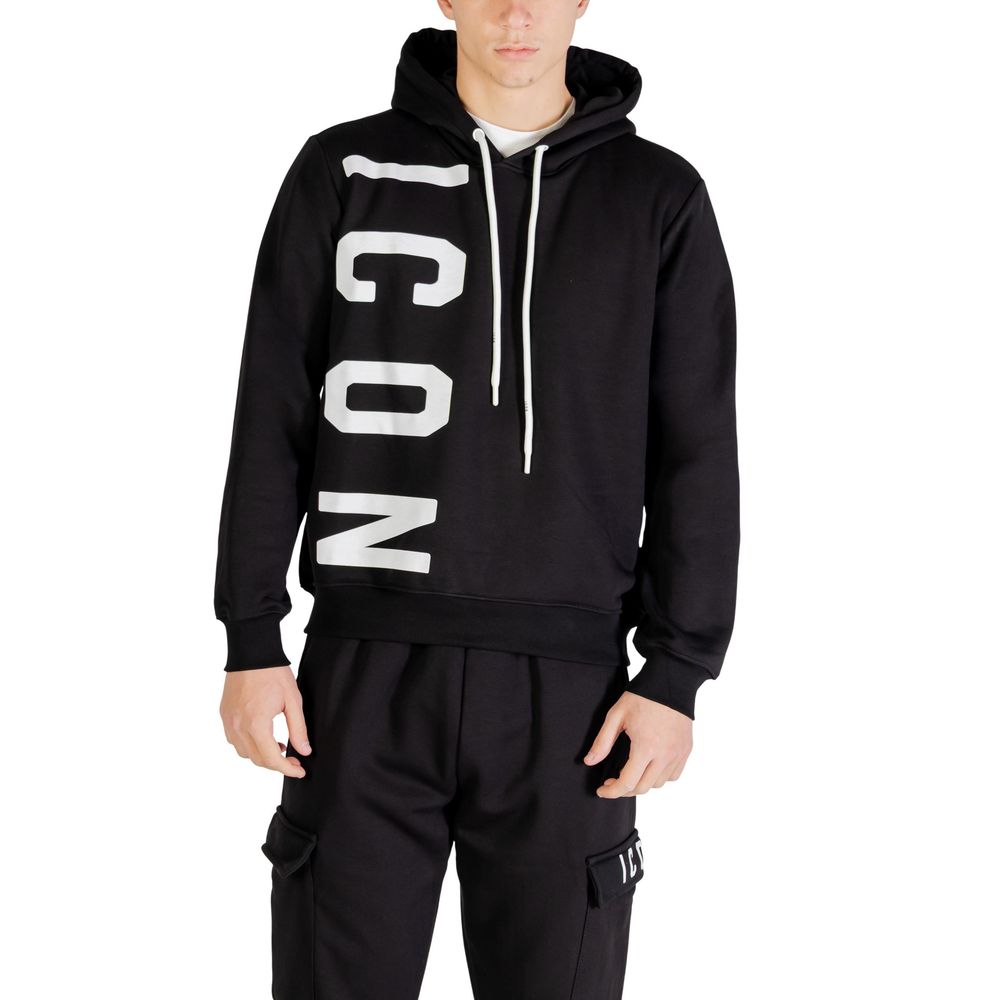 Icon Black Cotton Hoodie