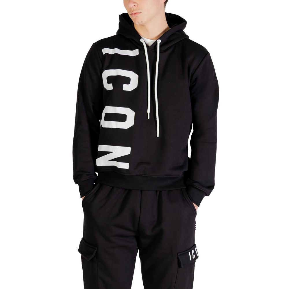 Icon Black Cotton Hoodie