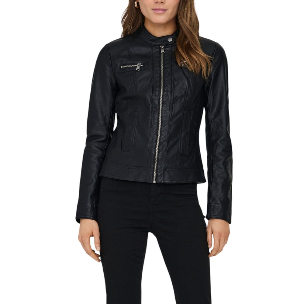 Only Black Polyester Biker Jacket