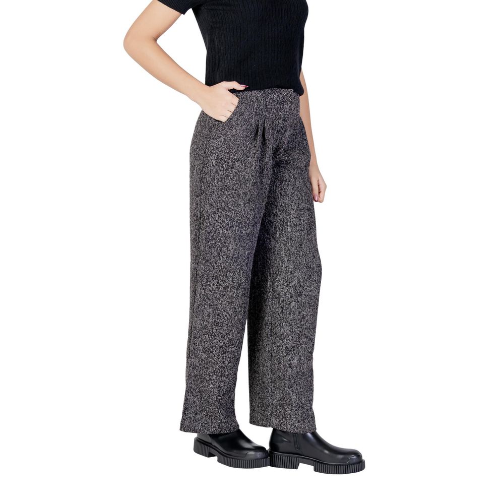 Jacqueline De Yong Black Polyester Flared Pants