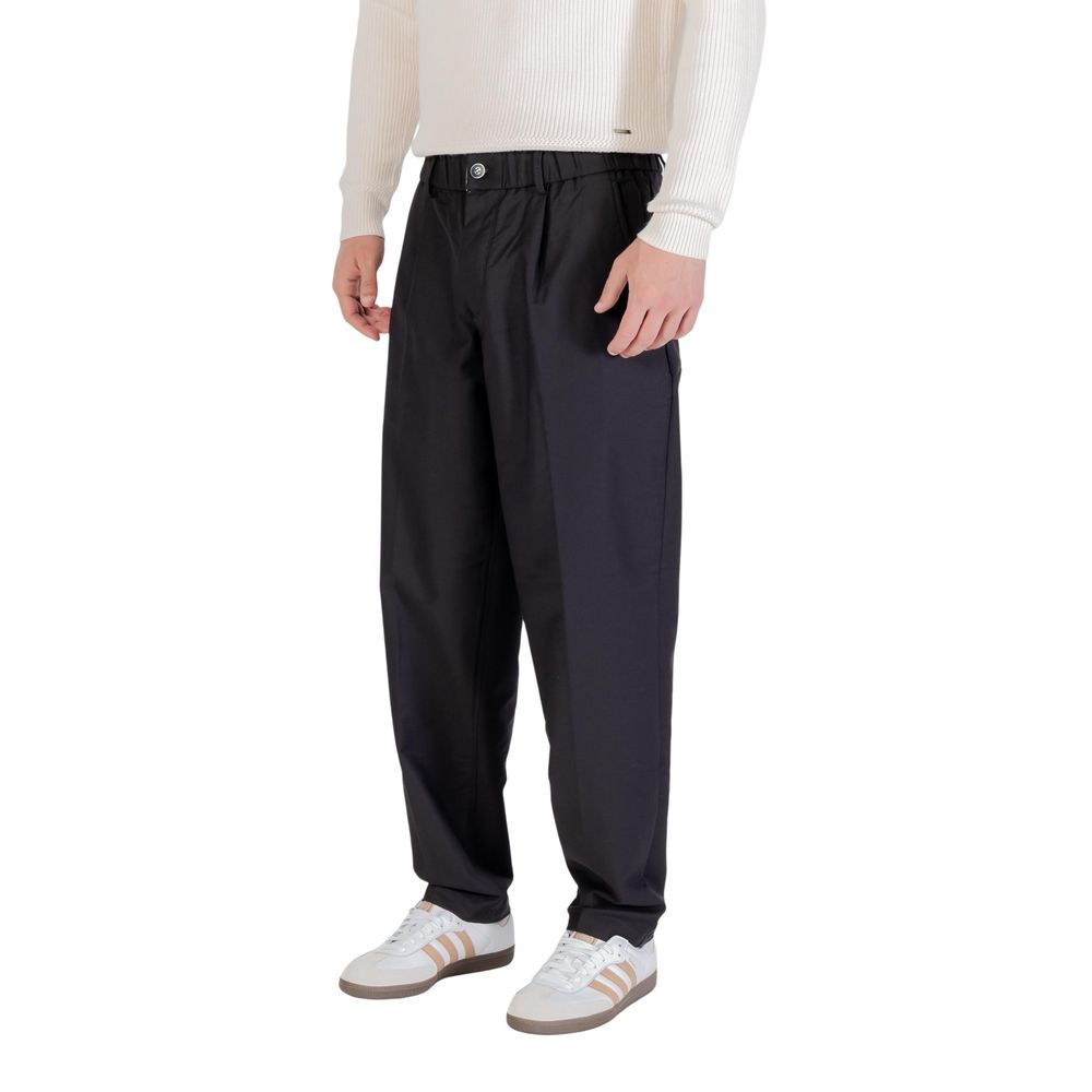 Gianni Lupo Black Cotton Casual Pants