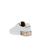 Dolce & Gabbana White Calf Leather Bos Taurus Low Top Sneakers