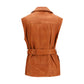 PINKO Brown Goatskin Sleveless Jacket