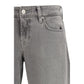 7FOR Gray Cotton Straight-Leg Jeans