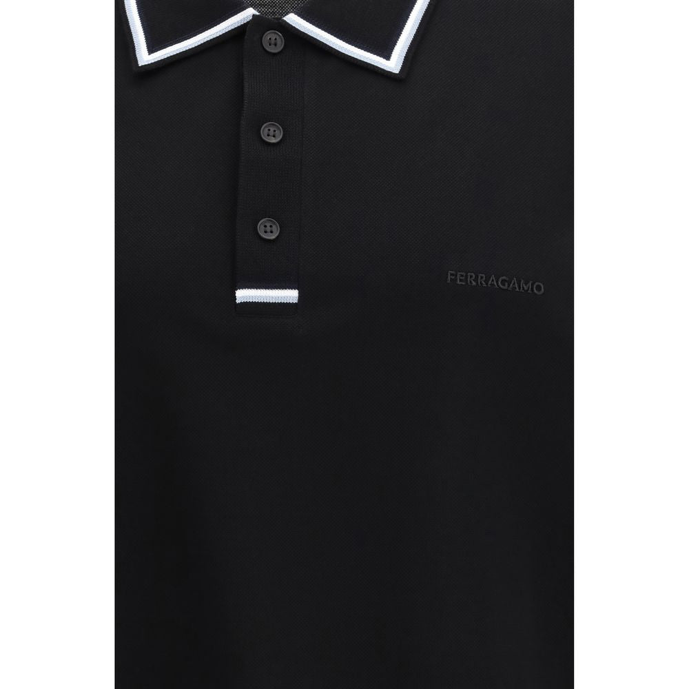 Ferragamo Black Cotton Polo Shirt