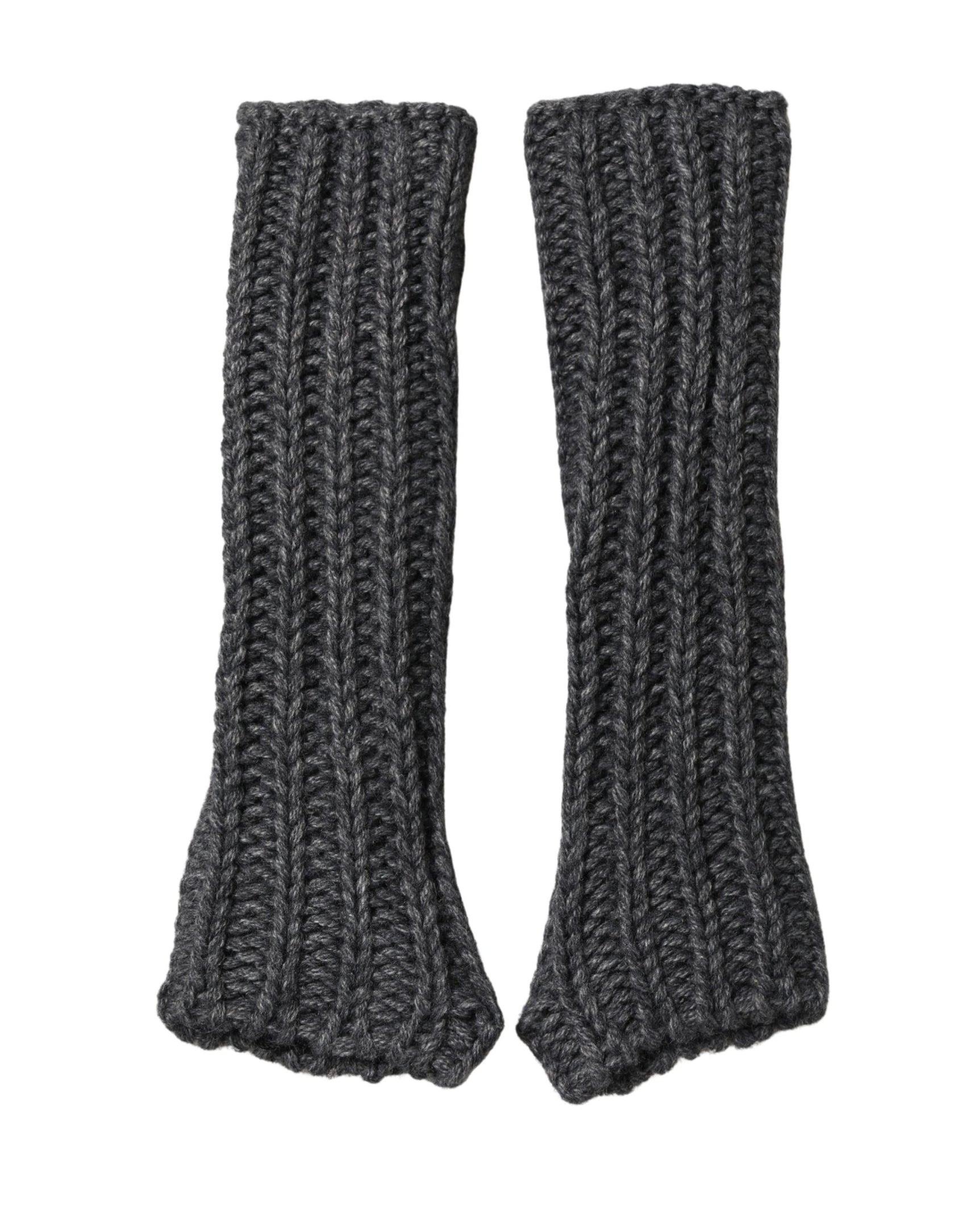 Dolce & Gabbana Gray Acrylic Knitted Fingerless Arm Warmer Gloves