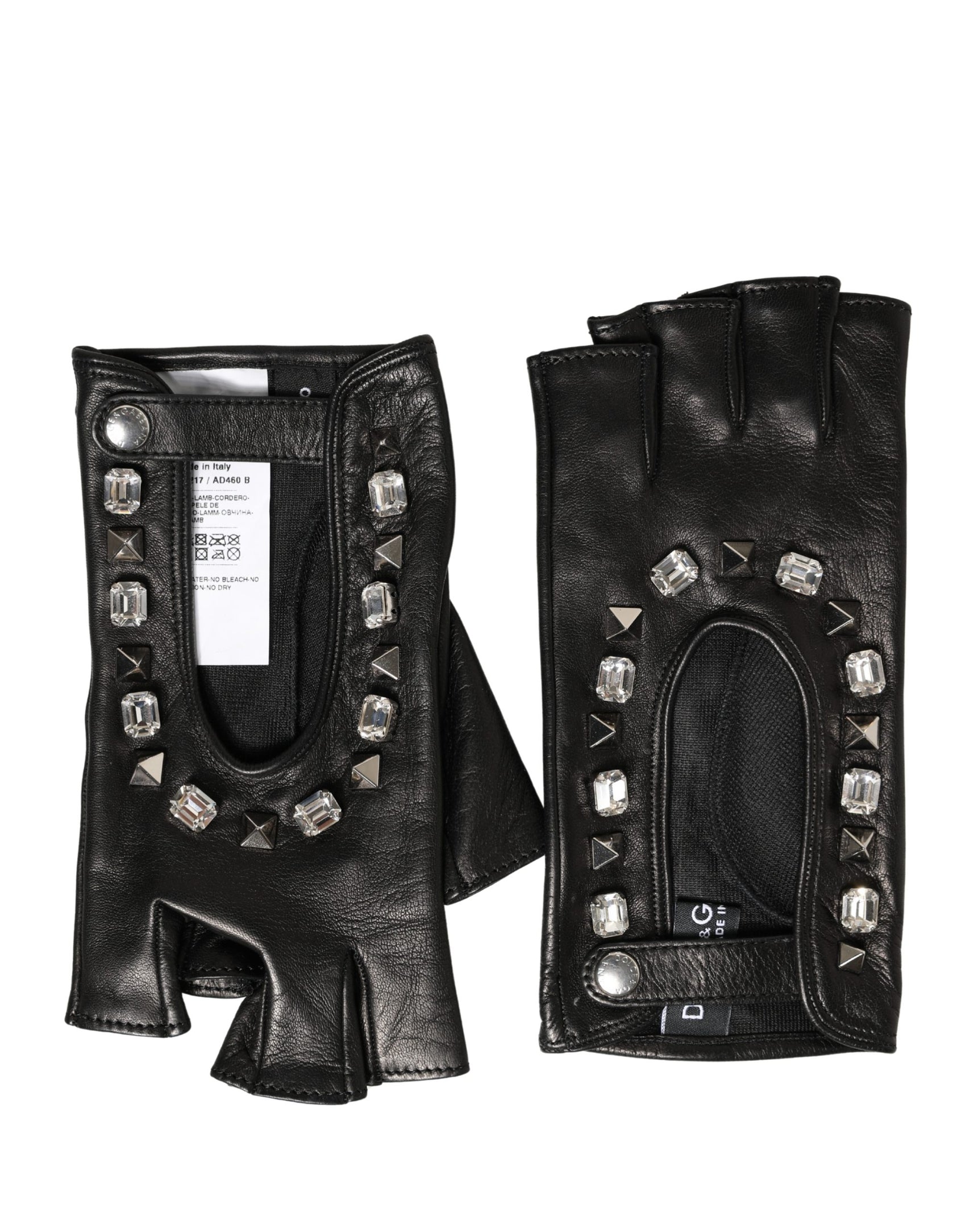Dolce & Gabbana Women Black Embellished Wrist Length Mitten Gloves