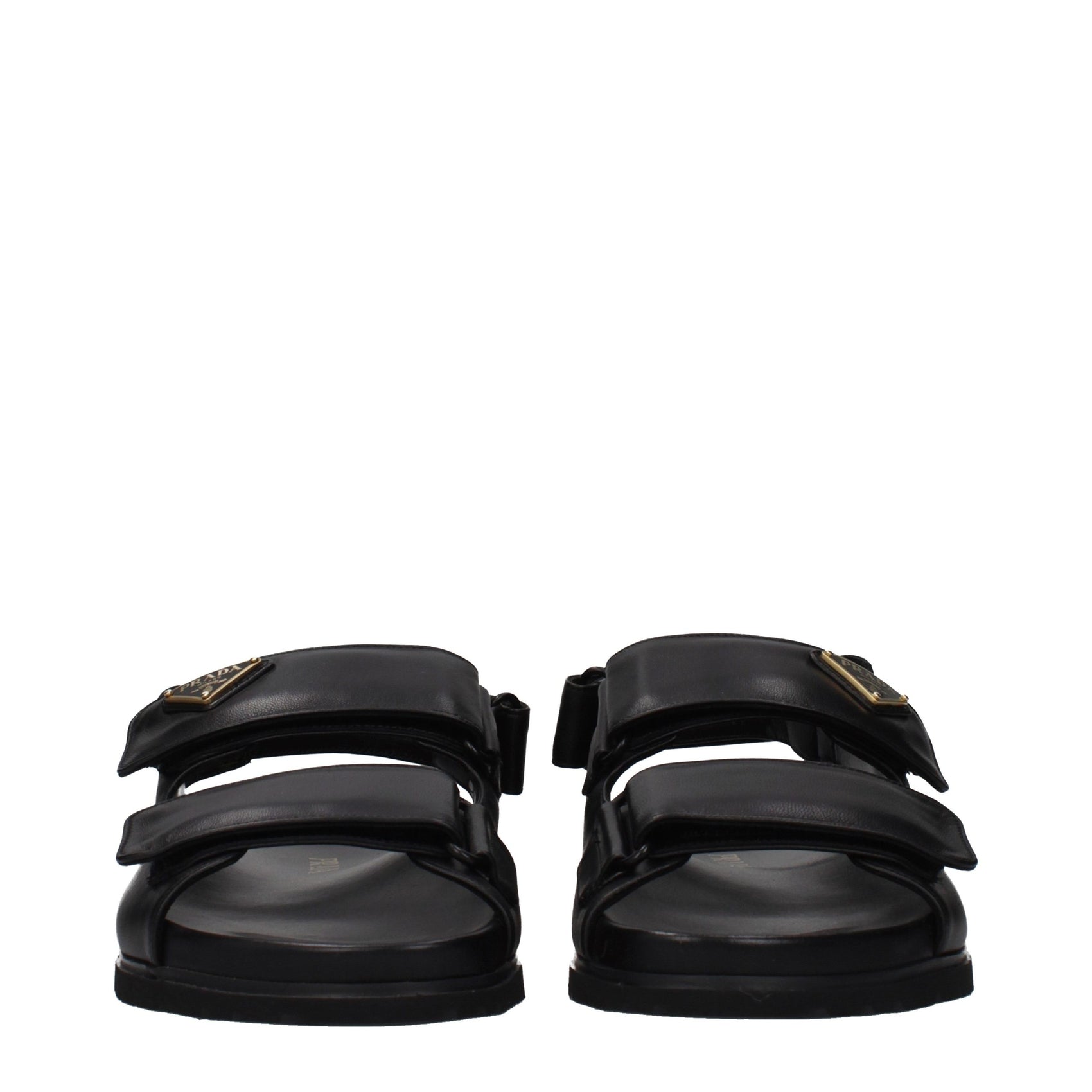 Prada Black Leather Flat Sandals