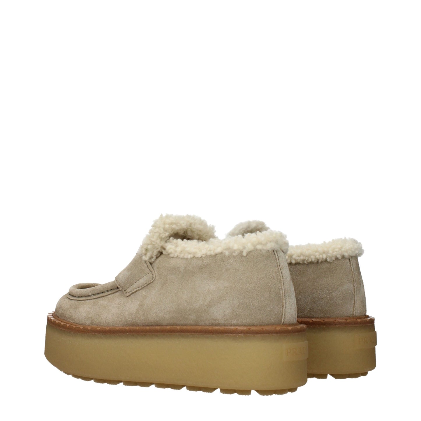 Prada Beige Leather Platform Loafers