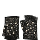 Dolce & Gabbana Black Pearl Embellished Wrist Length Gloves