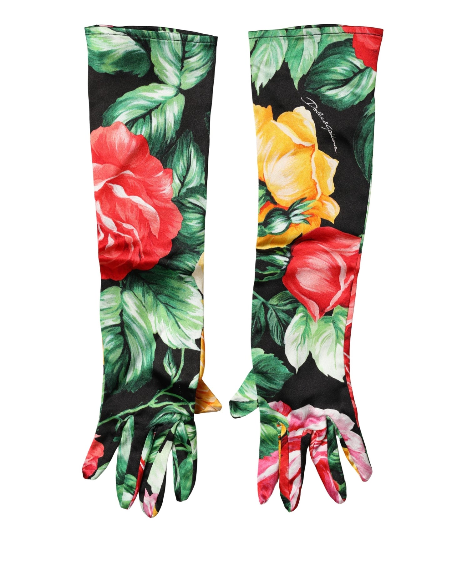 Dolce & Gabbana Multicolor Floral Print Elbow Length Women Gloves