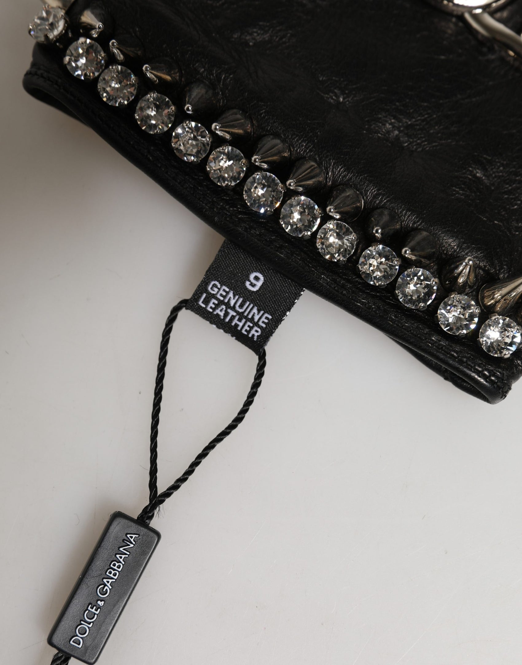 Dolce & Gabbana Women Black Embellished Wrist Length Mitten Gloves