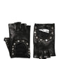Dolce & Gabbana Black Embellished Wrist Length Mitten Women Gloves