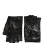 Dolce & Gabbana Black Embellished Wrist Length Mitten Women Gloves