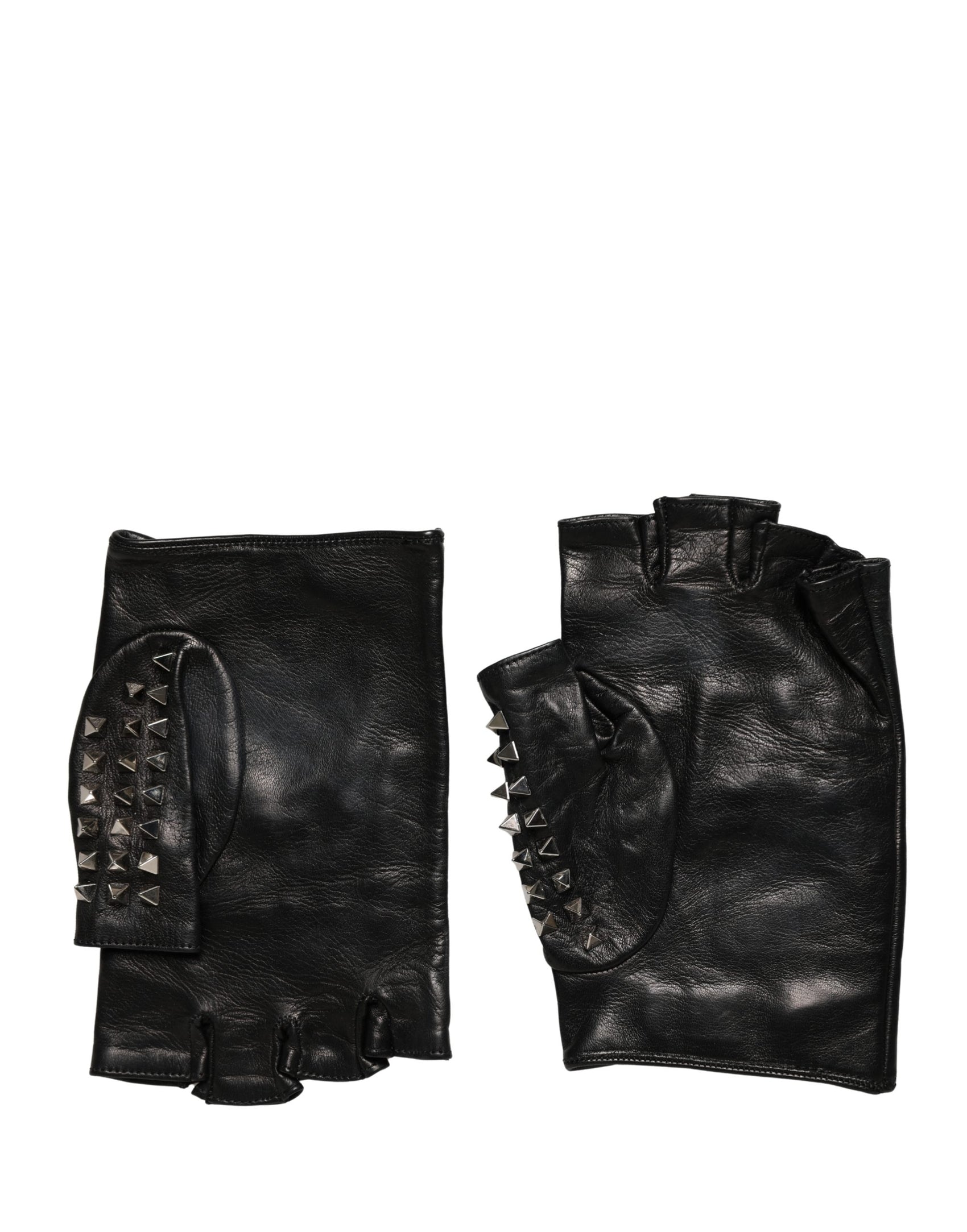 Dolce & Gabbana Black Embellished Wrist Length Mitten Women Gloves